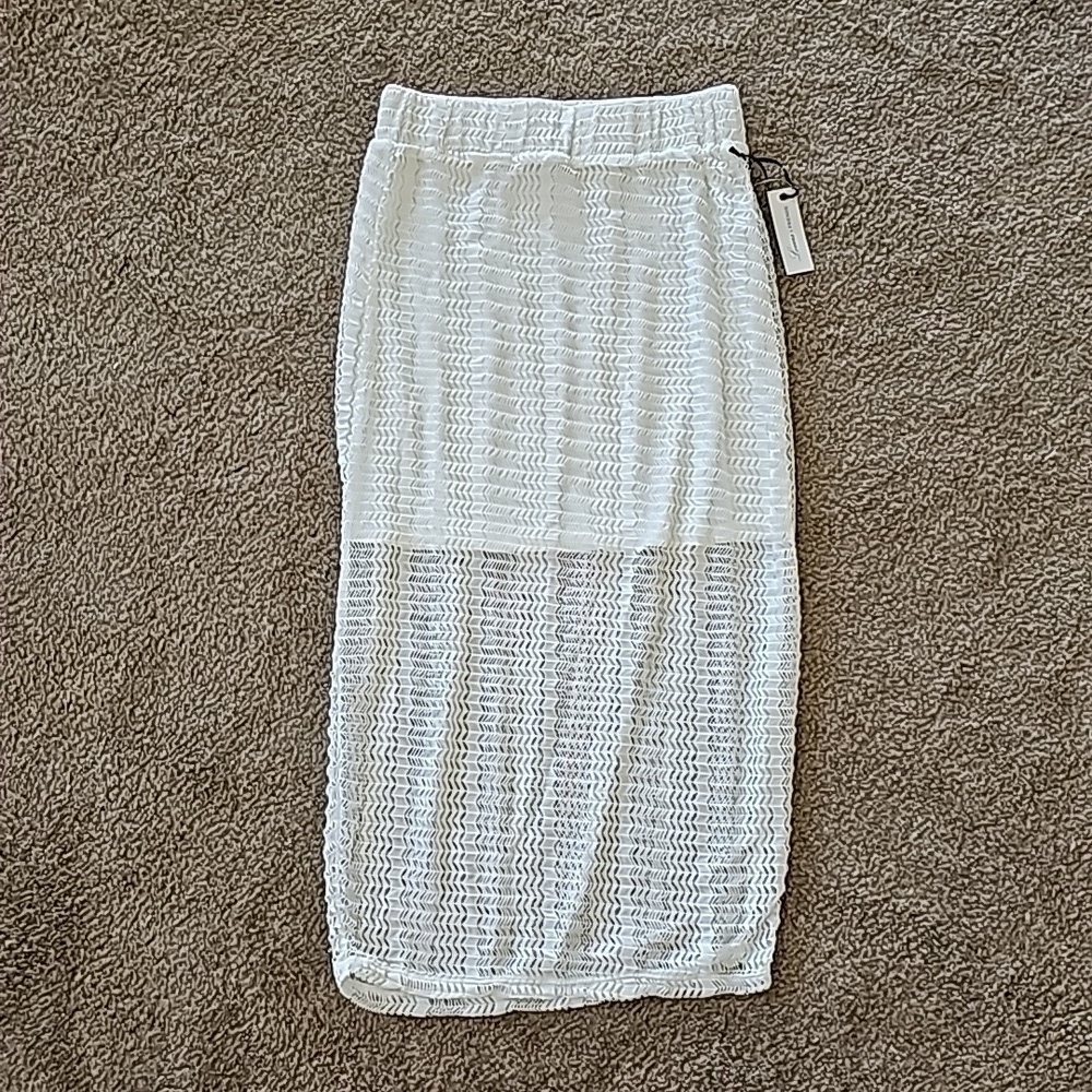 Lovers Friends White Sheer Midi Skirt Small